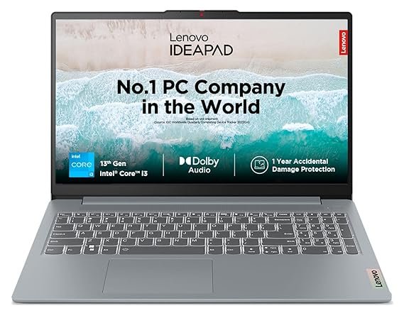 Lenovo IdeaPad Slim 3 13th Gen Intel Core i3-1315U 15.6 इंच (39.6cm) FHD लैपटॉप (8GB RAM/512GB SSD/Windows 11/Office 2024/1Yr ADP फ़्री/3 महीने का गेम पास/ग्रे/1.6kg), 82X700HMIN